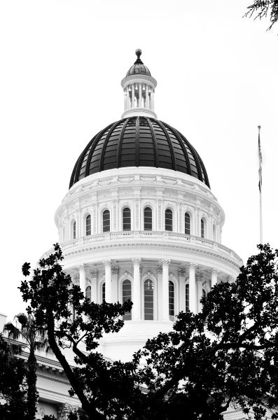 California capitol building in large format black and white.